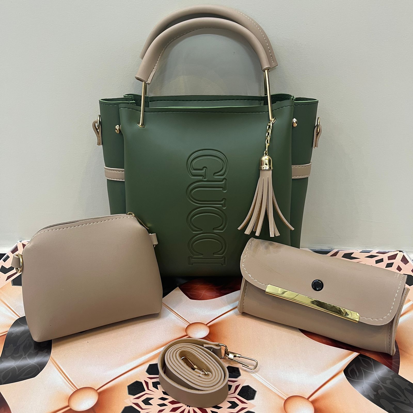 Gucci 3 PC's Set With Cloud Bag And Clutch Wallet - Ishal Design House